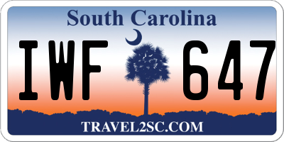 SC license plate IWF647