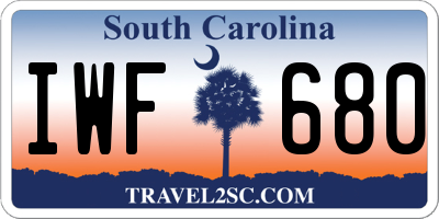 SC license plate IWF680