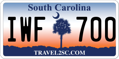 SC license plate IWF700
