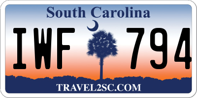 SC license plate IWF794