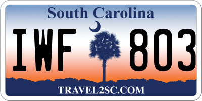 SC license plate IWF803