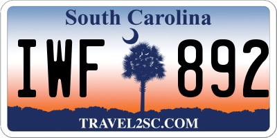 SC license plate IWF892