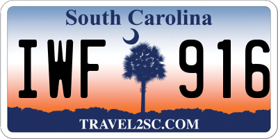 SC license plate IWF916