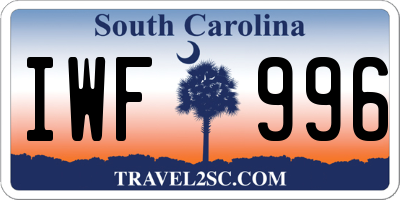 SC license plate IWF996