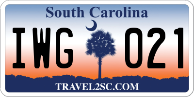 SC license plate IWG021