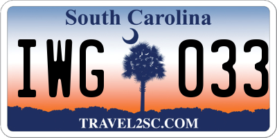 SC license plate IWG033