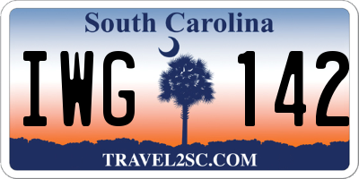 SC license plate IWG142