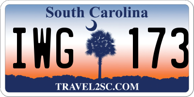 SC license plate IWG173
