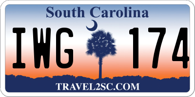 SC license plate IWG174