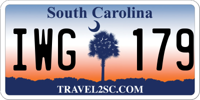 SC license plate IWG179