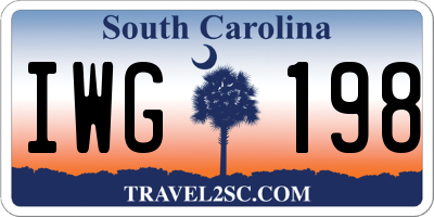 SC license plate IWG198