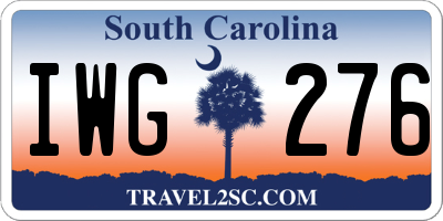 SC license plate IWG276