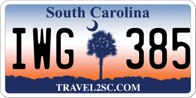 SC license plate IWG385