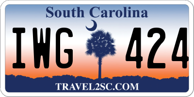 SC license plate IWG424