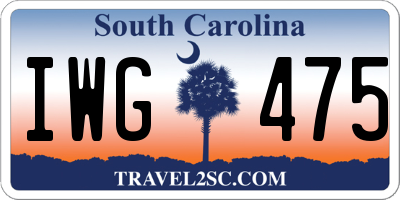 SC license plate IWG475