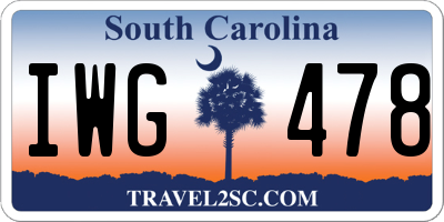 SC license plate IWG478