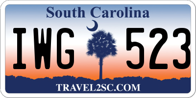 SC license plate IWG523