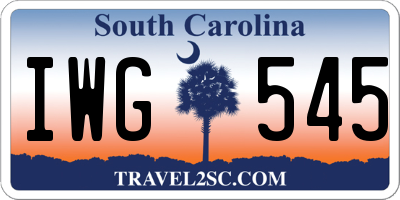 SC license plate IWG545