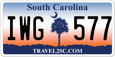 SC license plate IWG577