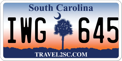 SC license plate IWG645