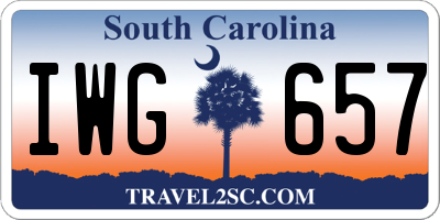 SC license plate IWG657