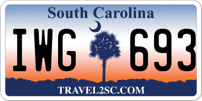 SC license plate IWG693