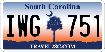 SC license plate IWG751