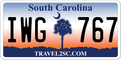 SC license plate IWG767