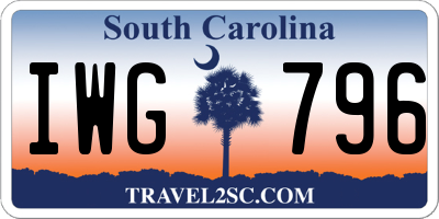 SC license plate IWG796