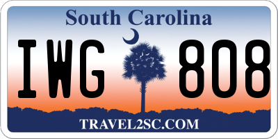 SC license plate IWG808