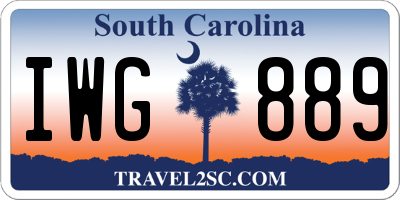 SC license plate IWG889