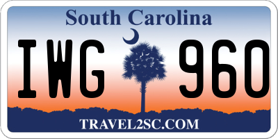 SC license plate IWG960