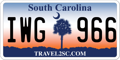 SC license plate IWG966