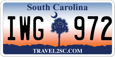 SC license plate IWG972