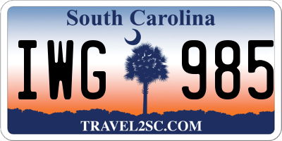 SC license plate IWG985