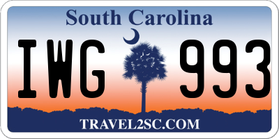 SC license plate IWG993