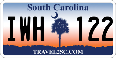 SC license plate IWH122