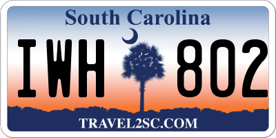 SC license plate IWH802