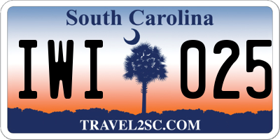 SC license plate IWI025