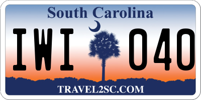 SC license plate IWI040