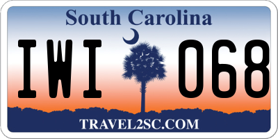 SC license plate IWI068