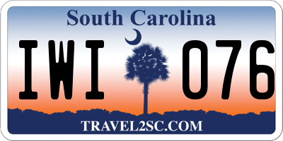 SC license plate IWI076