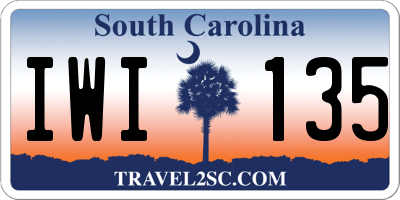SC license plate IWI135
