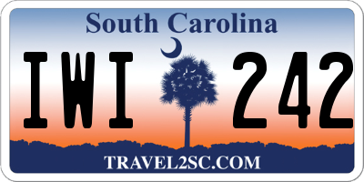 SC license plate IWI242