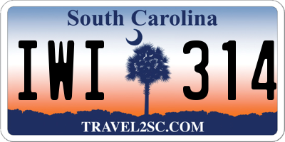 SC license plate IWI314