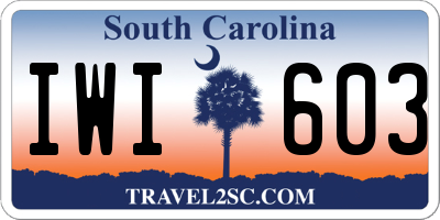 SC license plate IWI603