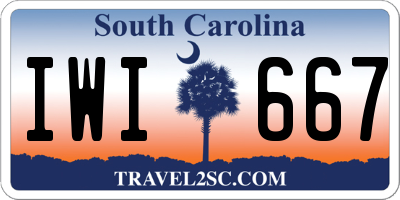SC license plate IWI667