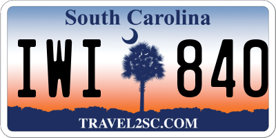 SC license plate IWI840