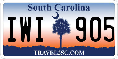 SC license plate IWI905
