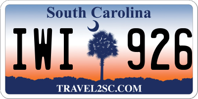 SC license plate IWI926